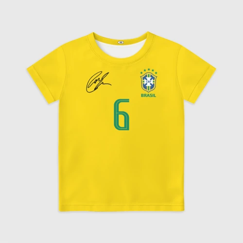 Детская футболка 3D с принтом Р Карлос футболка сборной, вид спереди #2