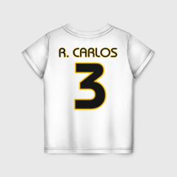 Футболка с принтом Р. Карлос футболка Реала для ребенка, вид сзади №1. Цвет основы: белый
