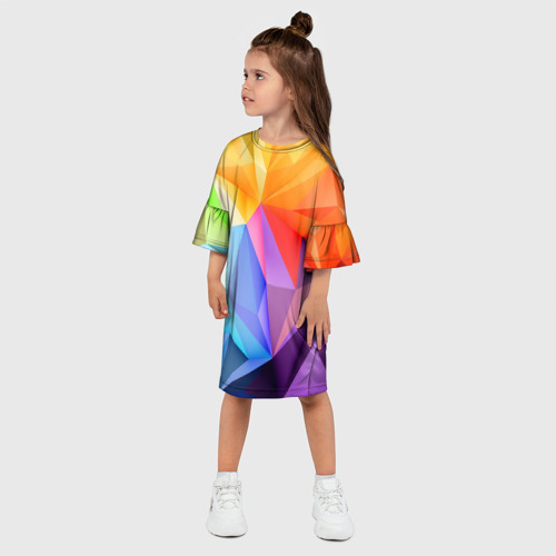 Детское платье 3D Радужная геометрия, цвет 3D печать - фото 3