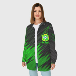 Женская рубашка oversize 3D Сборная Бразилии - фото 2