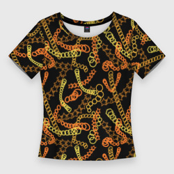 Женская футболка 3D Slim Цветные цепи, абстракция