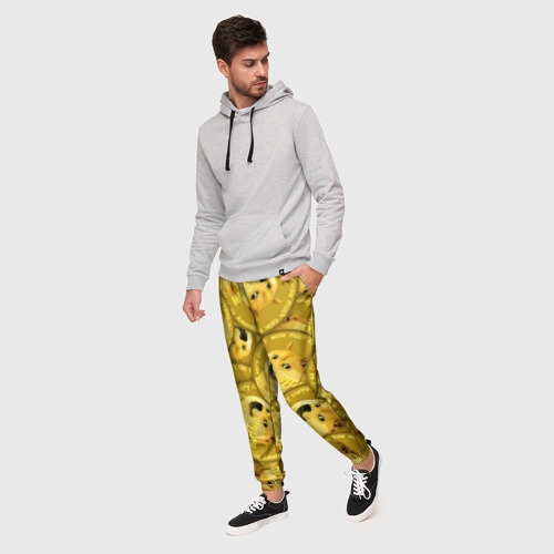 Мужские брюки 3D с принтом DOGECOIN / DOGE / ДОГИКОИН, фото на моделе #1