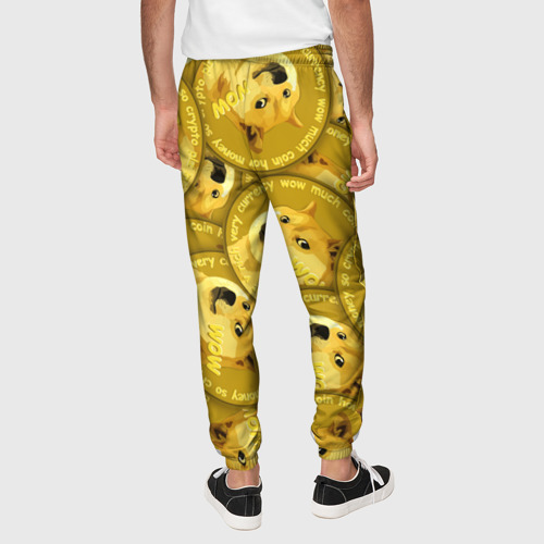 Мужские брюки 3D с принтом DOGECOIN / DOGE / ДОГИКОИН, вид сзади #2