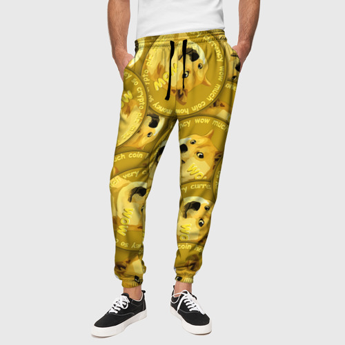 Мужские брюки 3D с принтом DOGECOIN / DOGE / ДОГИКОИН, вид сбоку #3