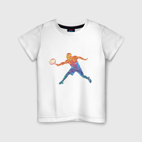 Детская футболка из хлопка с принтом Tennis player - man, вид спереди №1