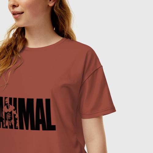 Женская футболка хлопок Oversize Animal энимал, цвет кирпичный - фото 3