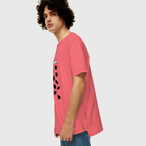 Мужская футболка хлопок Oversize выпускной закончено, цвет коралловый - фото 5