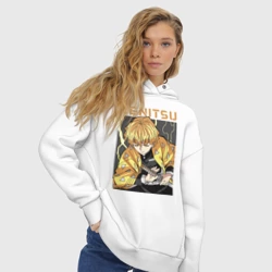 Женское худи Oversize хлопок Зеницу Demon Slayer - фото 2
