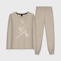 Женская пижама с лонгсливом хлопок Лайн Арт Зоро из One Piece