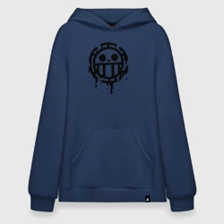 Худи SuperOversize хлопок One Piece знак Пиратов Сердца черной краской