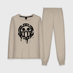 Женская пижама с лонгсливом хлопок One Piece знак Пиратов Сердца черной краской