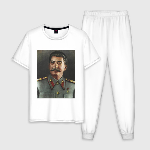 Мужская пижама хлопок с принтом Сталин | Портрет (Z), вид спереди #2