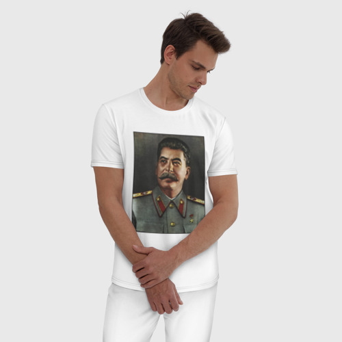 Мужская пижама хлопок с принтом Сталин | Портрет (Z), фото на моделе #1