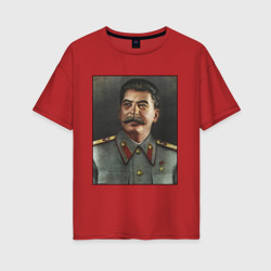 Женская футболка хлопок Oversize Сталин Портрет