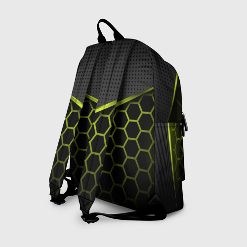 Рюкзак 3D с принтом Зеленые соты в виде брони, вид сзади #1