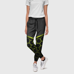 Женские брюки 3D Зеленые соты в виде брони - фото 2