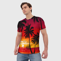 Мужская футболка 3D Гавайский закат - фото 2