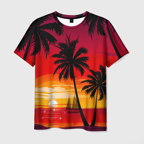 Мужская футболка с принтом Гавайский закат, вид спереди №1