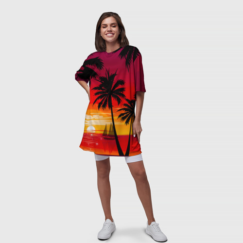 Платье-футболка 3D Гавайский закат, цвет 3D печать - фото 5
