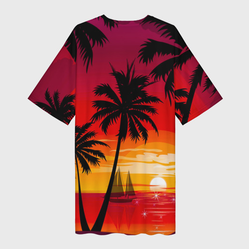 Платье-футболка 3D Гавайский закат, цвет 3D печать - фото 2