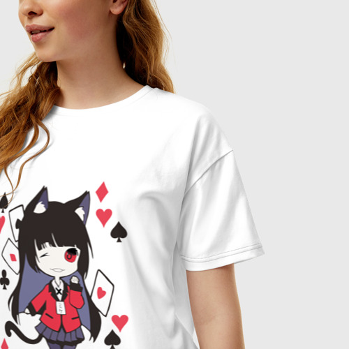 Женская футболка хлопок Oversize Кошечка Юмэко Безумный азарт - фото 3