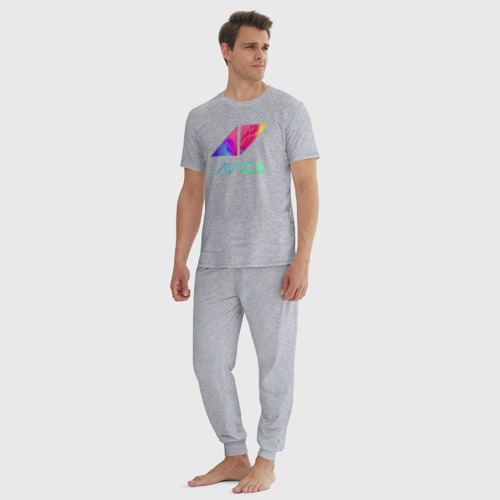 Мужская пижама хлопок Avicii Rainbow, цвет меланж - фото 5