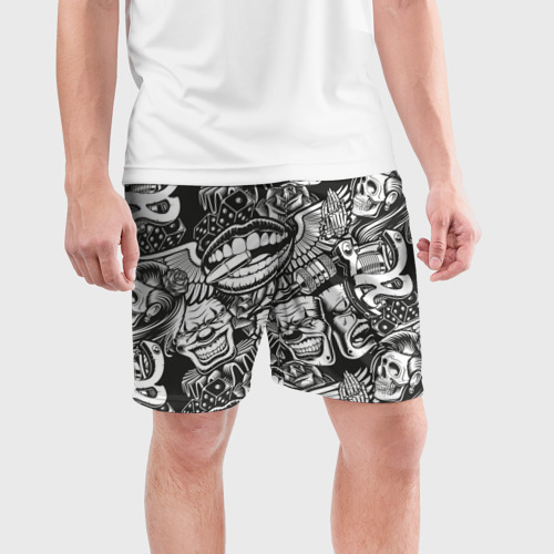 Мужские шорты спортивные Тату ретро, цвет 3D печать - фото 3