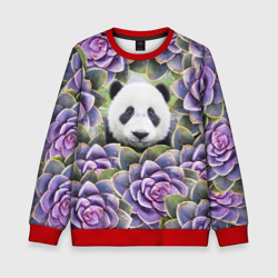 Детский свитшот 3D Панда среди цветов