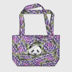 Пляжная сумка 3D Панда среди цветов