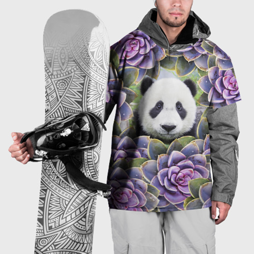 Накидка на куртку 3D Панда среди цветов, цвет 3D печать