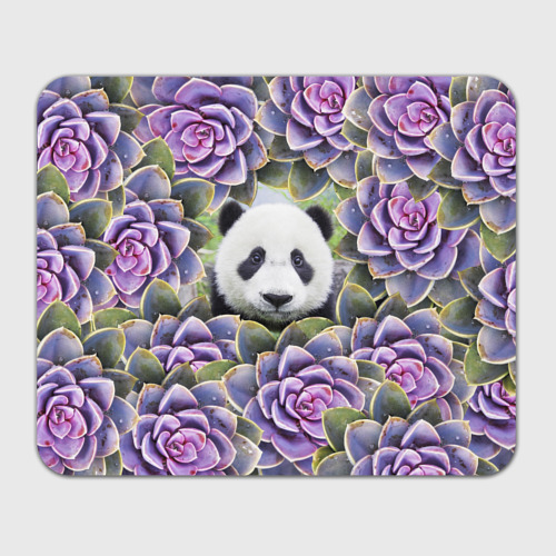 Прямоугольный коврик для мышки Панда среди цветов