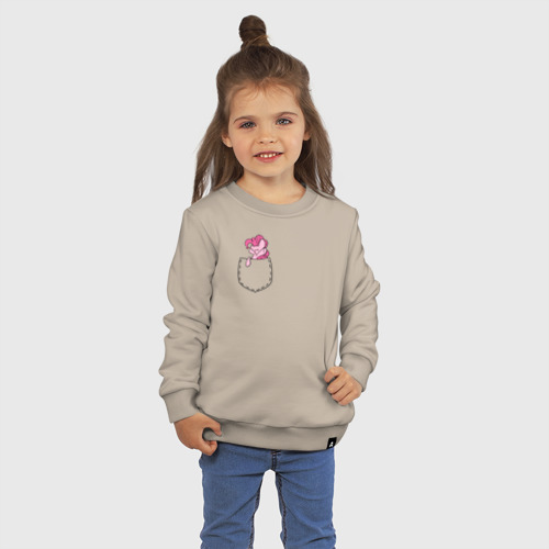 Детский свитшот хлопок с принтом Pinkie Dance в кармане, фото на моделе #1