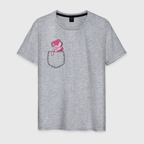 Мужская футболка хлопок с принтом Pinkie Dance в кармане, вид спереди #2