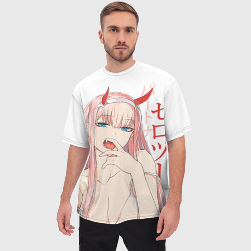 Мужская футболка oversize 3D Darling in the Franxx Zero Two, цвет 3D печать - фото 3