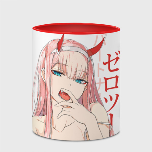 Кружка с полной запечаткой Darling in the Franxx Zero Two, цвет белый + красный - фото 4