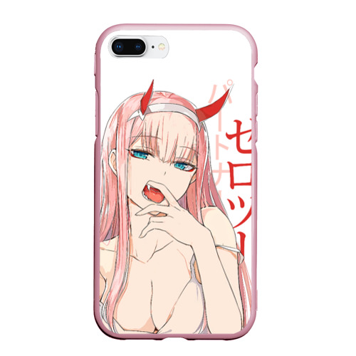 Чехол для iPhone 7Plus/8 Plus матовый Darling in the Franxx Zero Two, цвет розовый