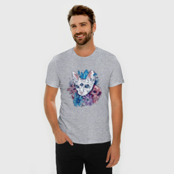 Мужская футболка хлопок Slim Мистический кот с черепом - фото 2