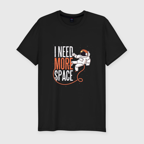 Мужская футболка хлопок Slim с принтом I Need More Space Космонавт, вид спереди #2