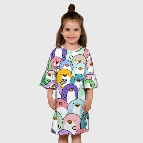Детское платье 3D с принтом Пингвины, вид сбоку #3