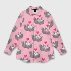 Женская рубашка oversize 3D Пиксельные котики