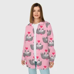 Женская рубашка oversize 3D Пиксельные котики - фото 2