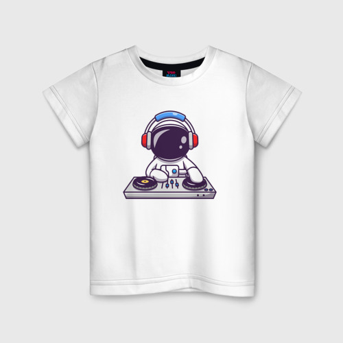Детская футболка из хлопка с принтом Диджей DJ, вид спереди №1