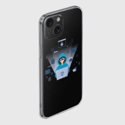 Чехол для iPhone 15 силиконовый с защитой камеры Программист hacker - фото 2