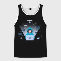 Мужская майка 3D Программист hacker