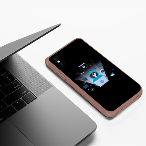 Чехол для iPhone XS Max матовый Программист hacker, цвет коричневый - фото 5