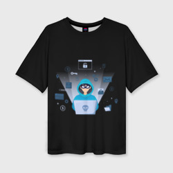 Женская футболка oversize 3D Программист hacker
