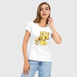 Женская футболка хлопок Slim Пикачу  и   корги - фото 2