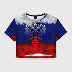 Женская футболка Crop-top 3D Россия Russia Герб