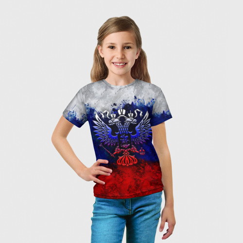 Детская футболка 3D с принтом Россия | Russia | Герб, вид сбоку #3