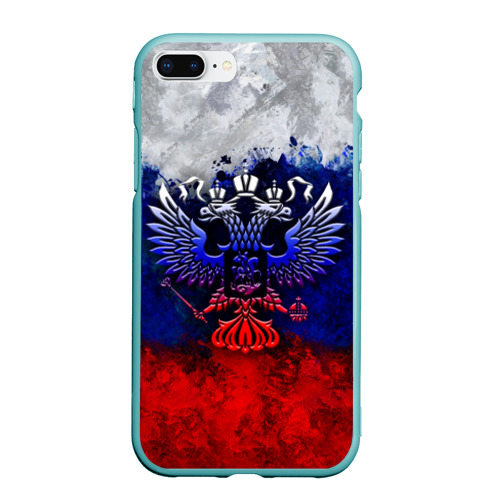 Чехол для iPhone 7Plus/8 Plus матовый Россия Russia Герб, цвет мятный